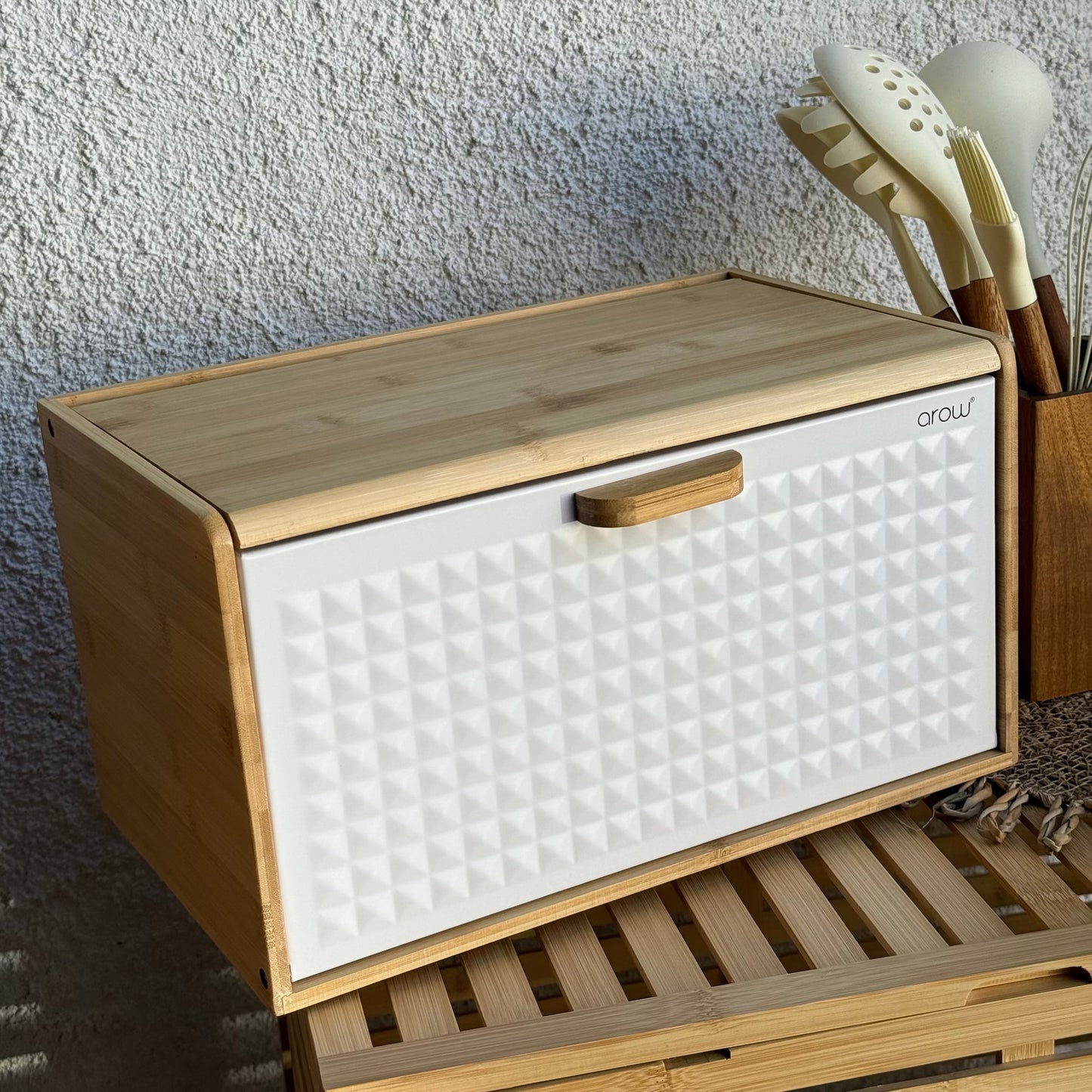 Wilda Bambu Ekmek Kutusu Beyaz