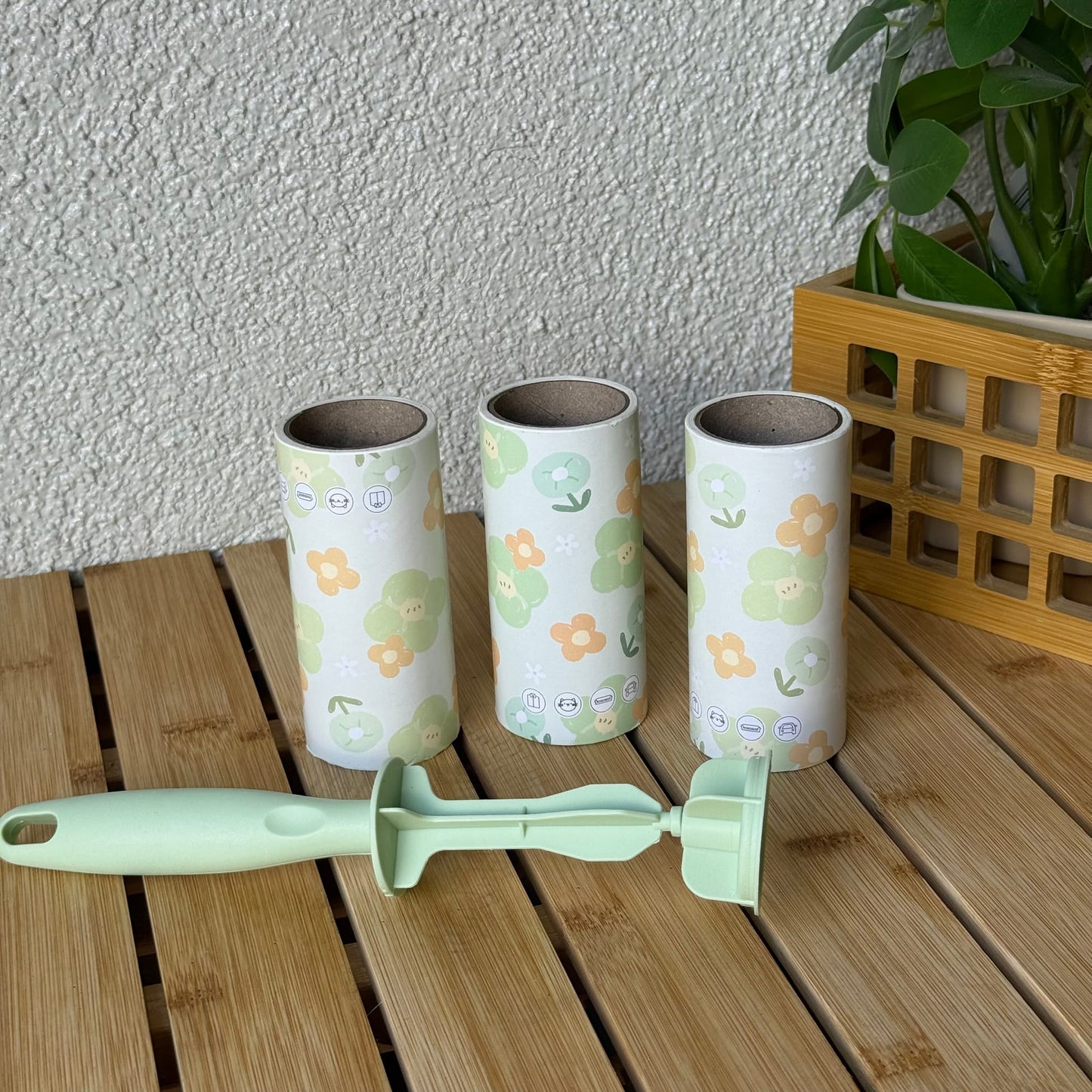 Lint Roller 3 Lü Tüy Toplayıcı Set Yeşil Çiçekli