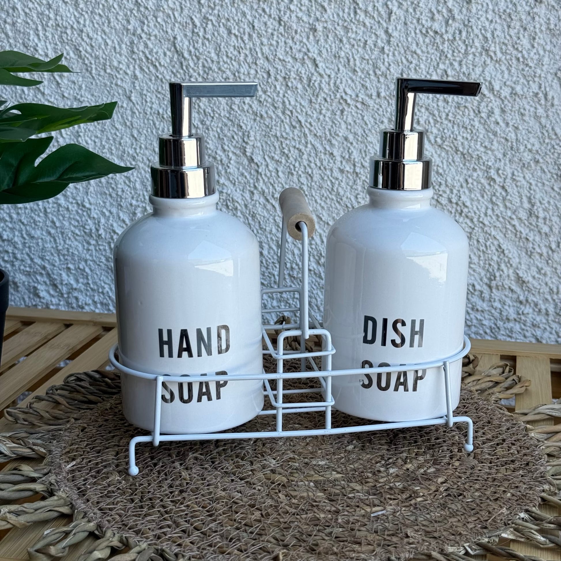 Sleek Standlu Sıvı Sabunluk Seti Beyaz