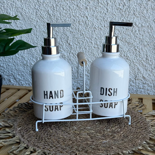 Sleek Standlu Sıvı Sabunluk Seti Beyaz