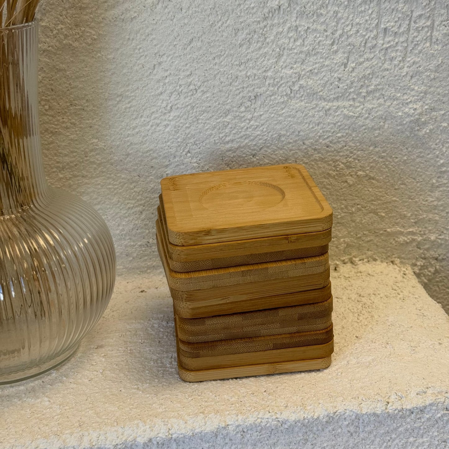 Kare Bambu Çay-Kahve Bardağı Altlık Set 12 Adet