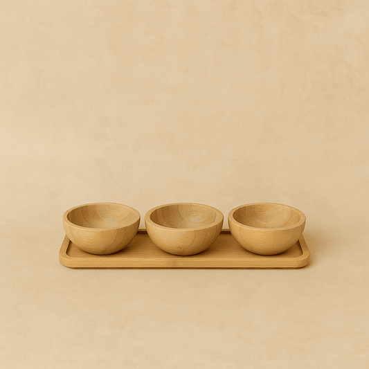 İvory Bambu Standlı Sosluk Reçelik Seti 19x7 CM