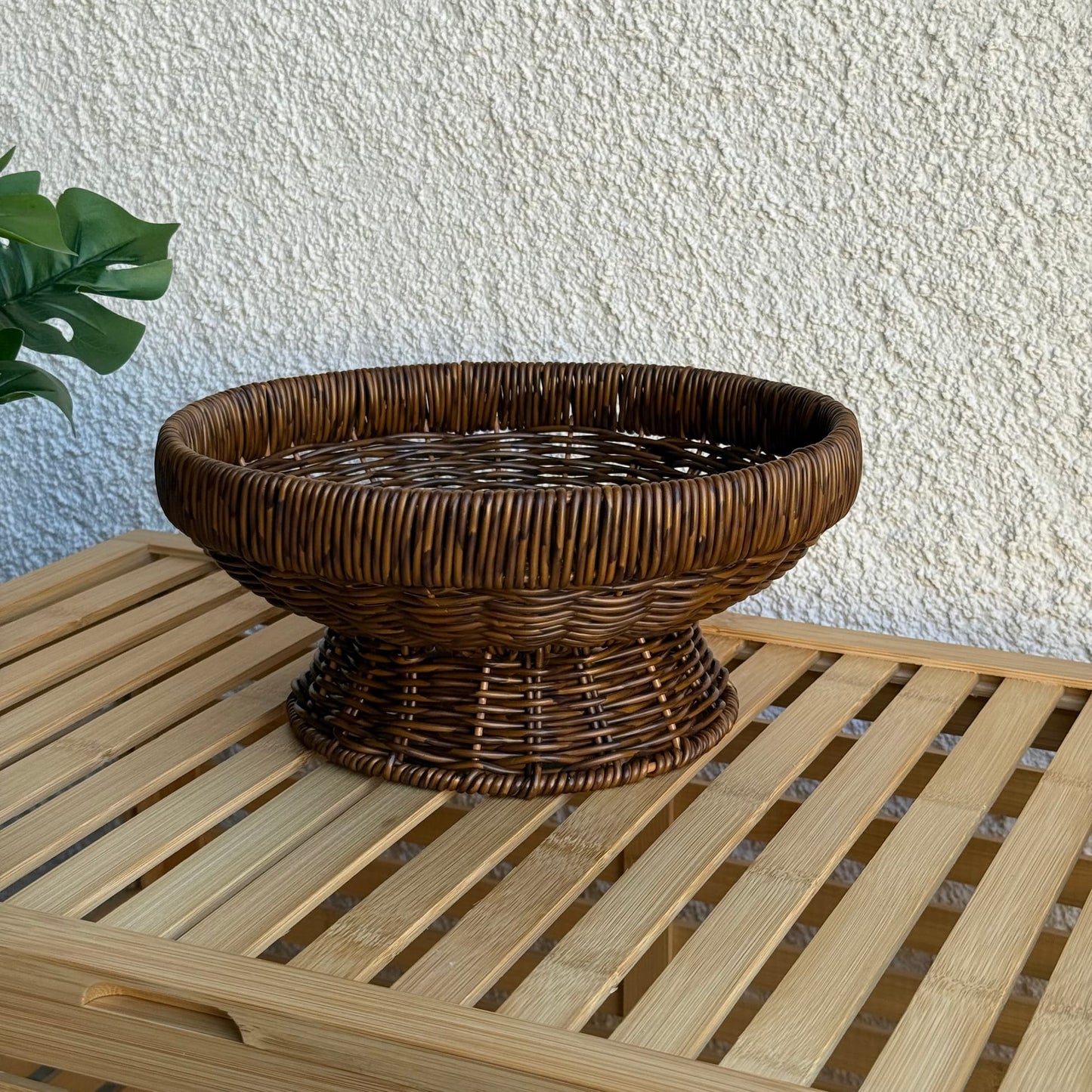 Lara Rattan Ayaklı Meyvelik 25 cm Kahve Rengi