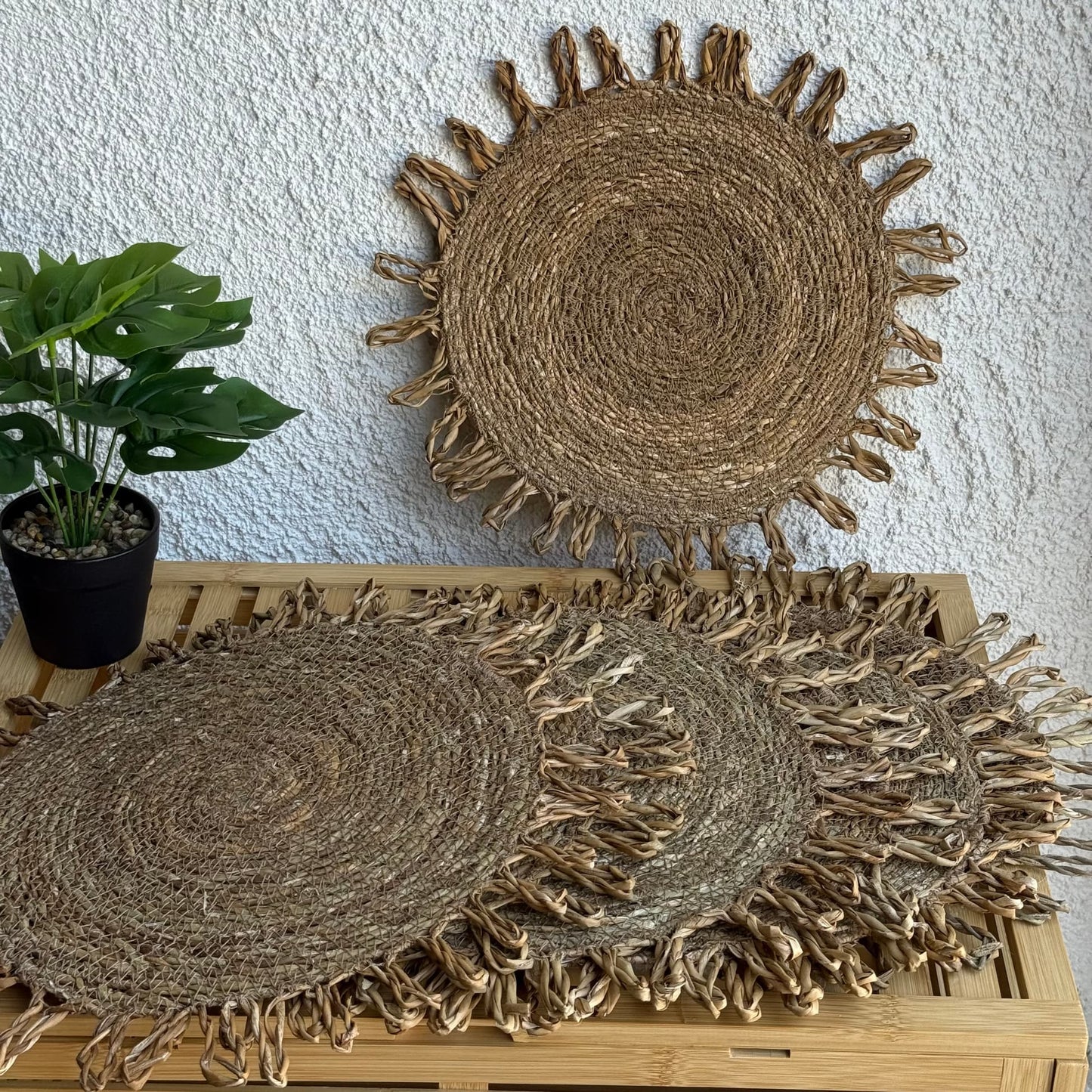 SVR Püskülü Amerikan Servisi Yuvarlak Hasır 6 Adet