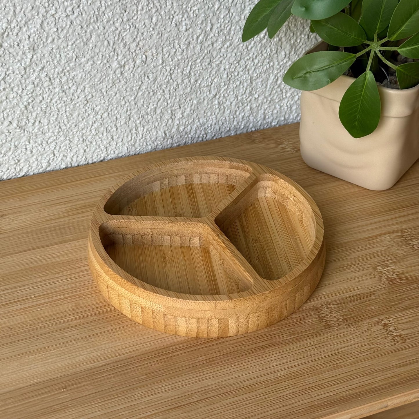 Albert Bambu 3 Bölmeli Çerezlik Sunumluk 15 CM Orta Boy