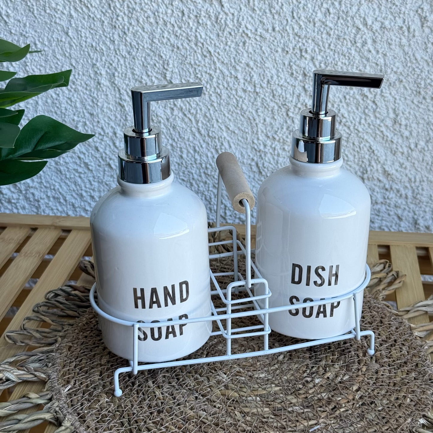 Sleek Standlu Sıvı Sabunluk Seti Beyaz