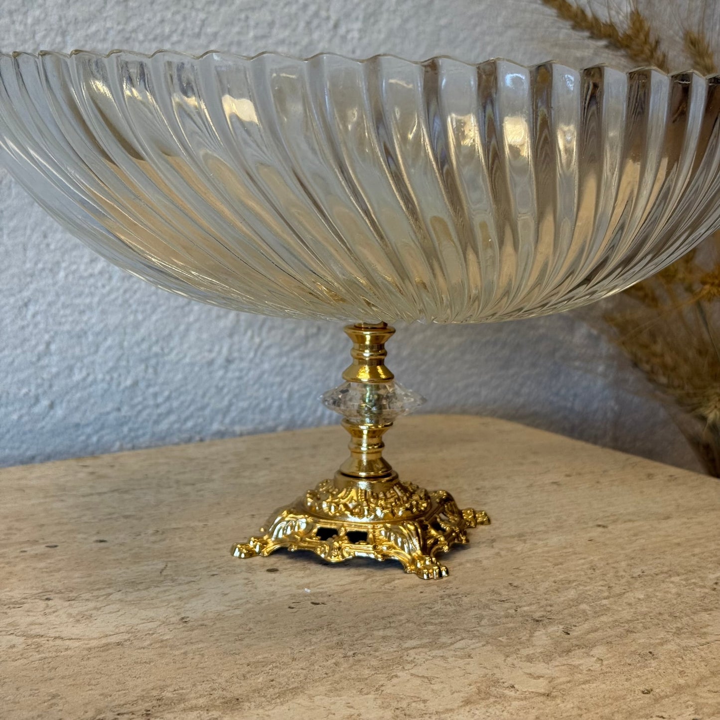 Efegil Lüks Cam Kase Meyvelik Gold Ayaklı 29x29x16 cm (1096)