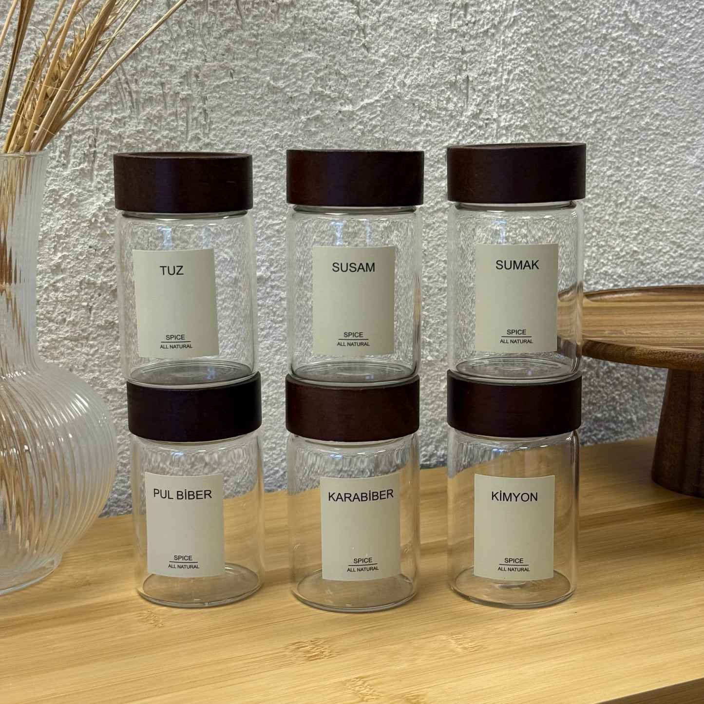 Strokka Akasya Kapaklı Silindir Kavanoz Seti 6 Adet 240 ml