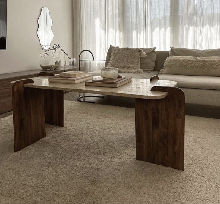 Boho Pinterest, Traverten Desen, Büyük Boy, Orta Sehpa 120x70x46 cm (Lansman Fiyatı)