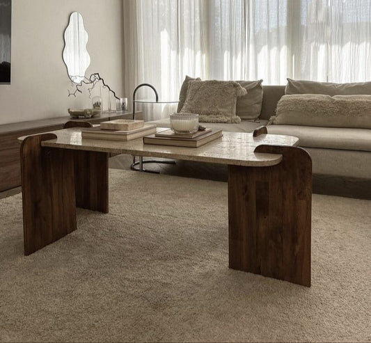 Boho Pinterest, Traverten Desen, Büyük Boy, Orta Sehpa 120x70x46 cm (Lansman Fiyatı)