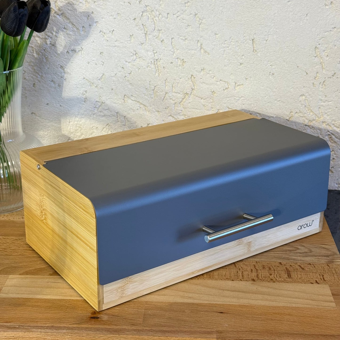 Alga Bambu Büyük Boy Ekmek Kutusu Gri