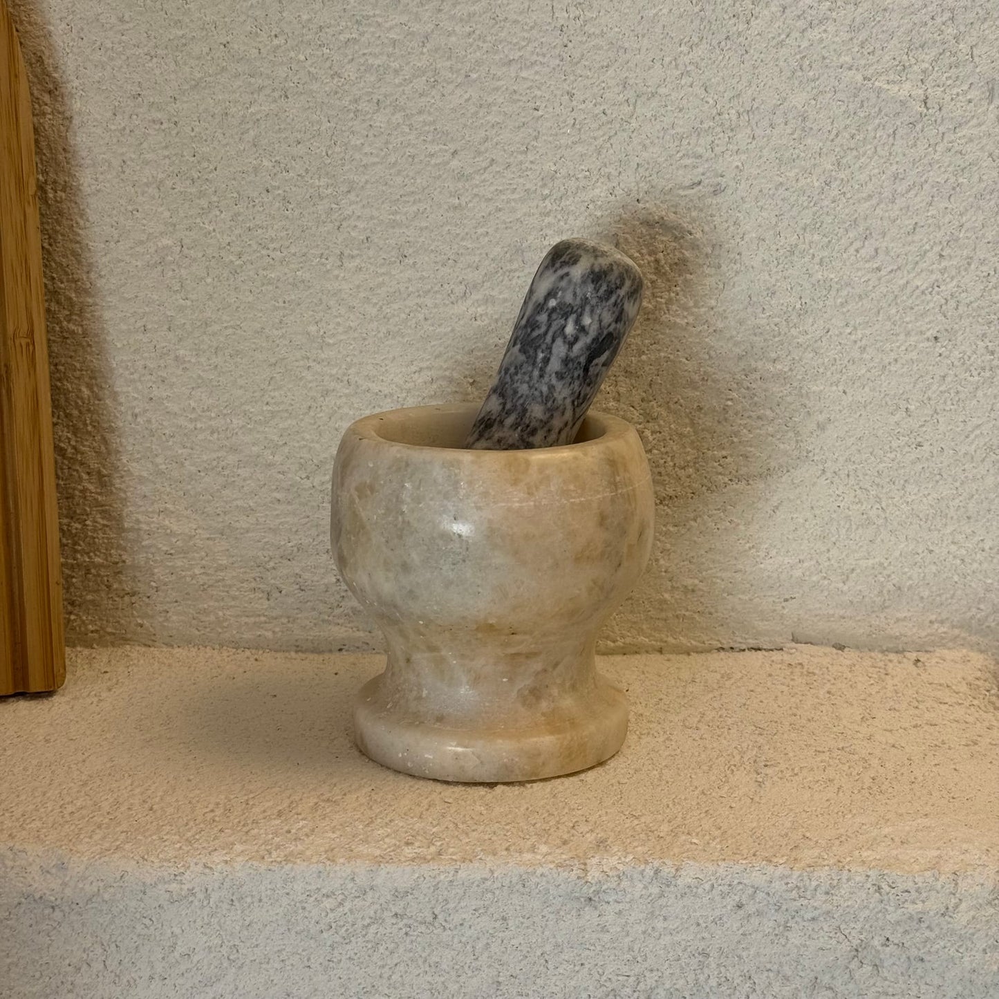 Maru Saf Mermer Büyük Boy Havan 11 cm Krem-gri