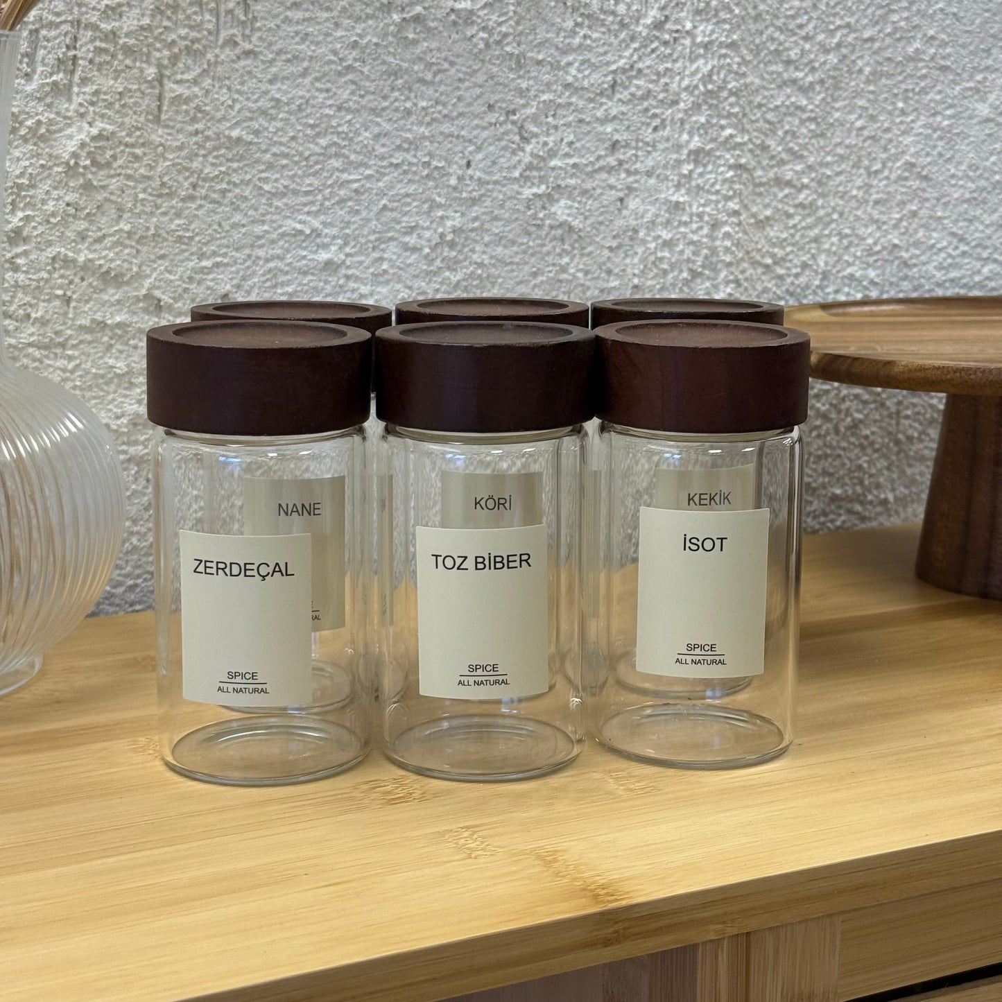 Strokka Akasya Kapaklı Silindir Kavanoz Seti 6 Adet 300 ml