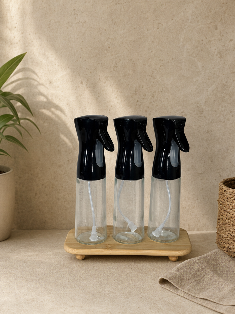 Pugi Bambu Standlı Sprey Yağlık Seti Siyah 250 ml