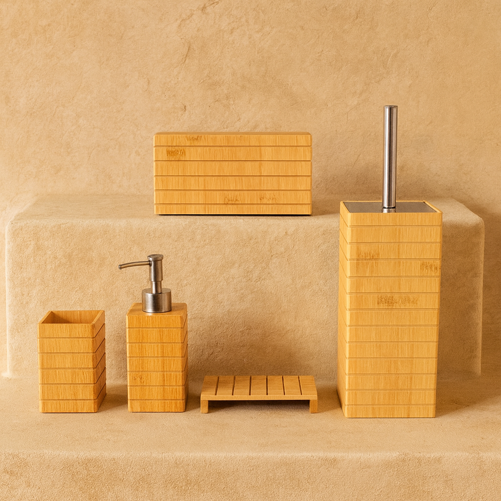 ZBERN 5 Parça Bambu Banyo Seti