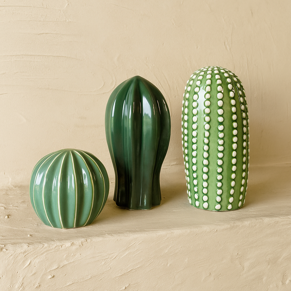 İKAE Kokosh 3'Lü Porselen Kaktüs Seti