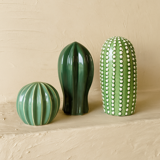 İKAE Kokosh 3'Lü Porselen Kaktüs Seti