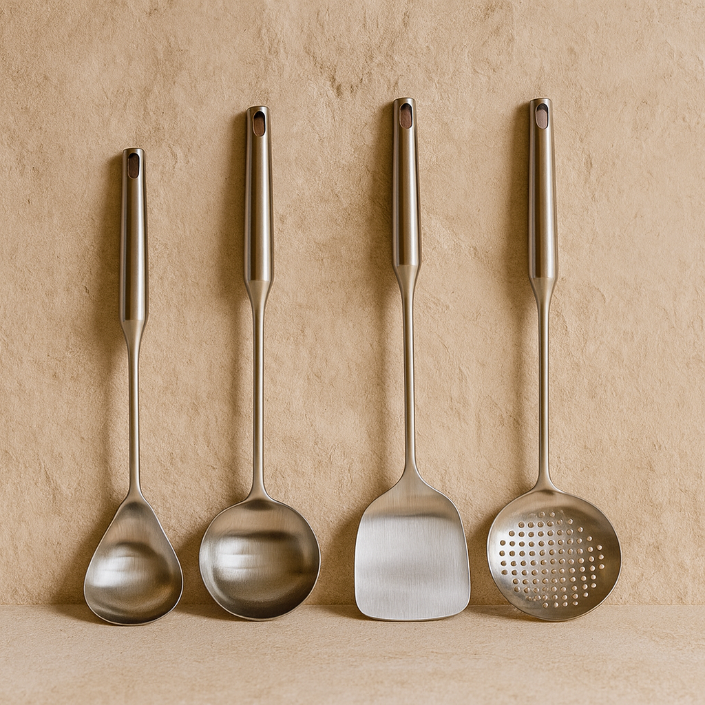 Yakut Çelik Mutfak Servis Seti Gümüş 4 Parça