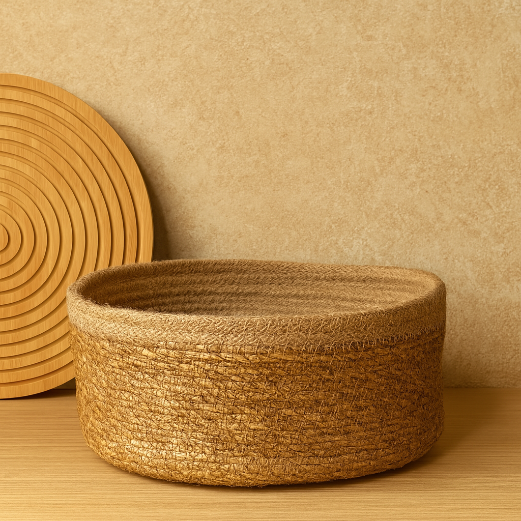 Svr 7 Parça Yuvarlak Hasır Sepet Seti Naturel