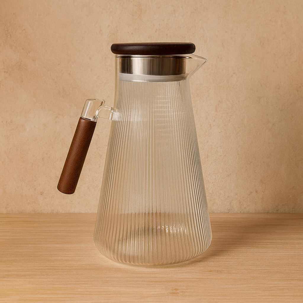 Milay Akasya Ağacı Kapaklı Çizgili Cam Sürahi 1700 ml KOD:244