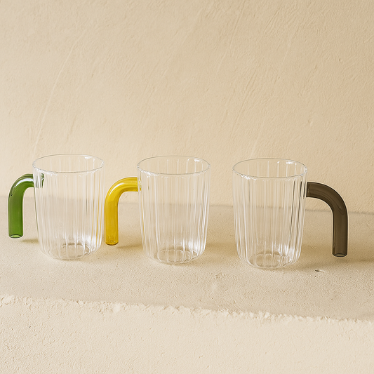 Tutku Borosilikat Cam Kupa Nescafe Seti Renkli Kulp