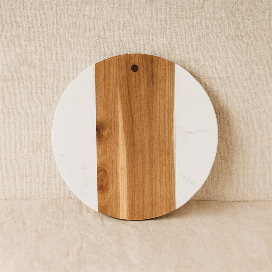 Rocc Saf Mermer-Akasya Yuvarlak Sunumluk Beyaz Küçük Boy