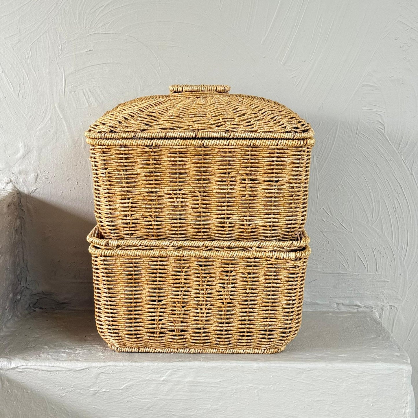 Hestia İkili Rattan Patates soğan Sepet Seti 5+5 lt (Krem)