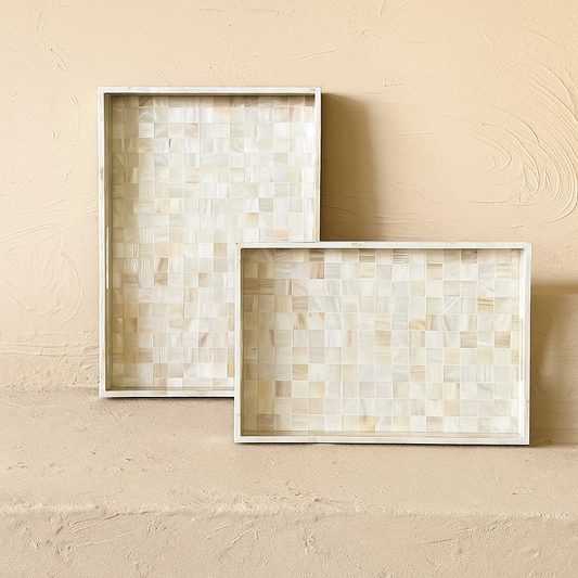 SVR Sedef 2 Boy Dikdörtgen Tepsi Seti KOD:61839 Krem