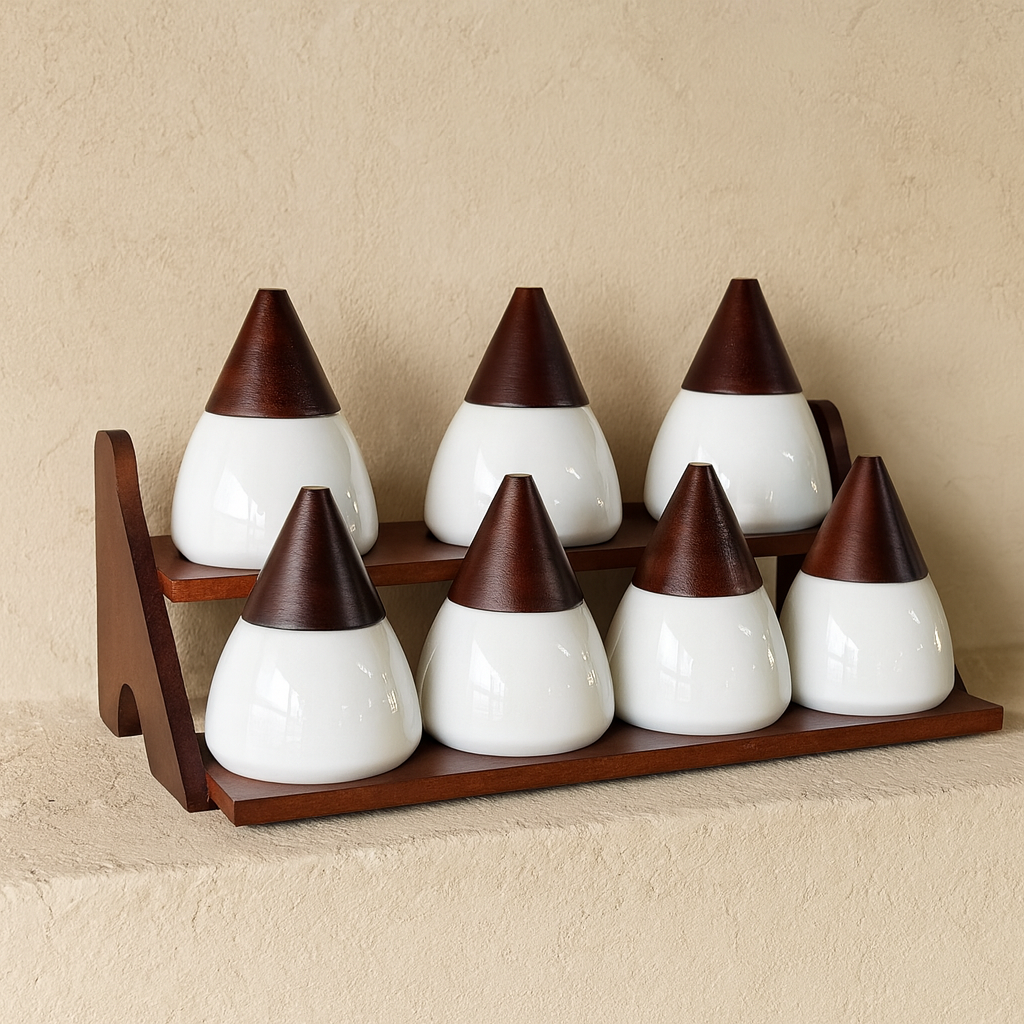 Buenos Akasya Ağacı Standlı 8 Parça Baharatlık Takımı