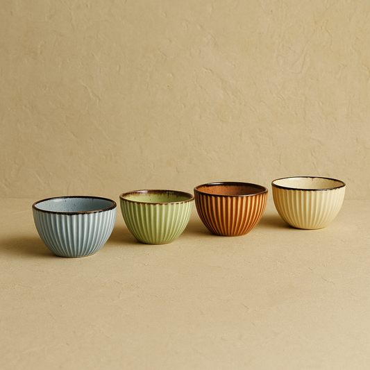 Porline 4 Lü Yuvarlak Kase Renkli 8 cm KOD:3773