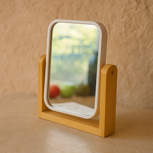 Hope Bambu Standlı Dikdörtgen Ayna Beyaz 16,5x14 cm