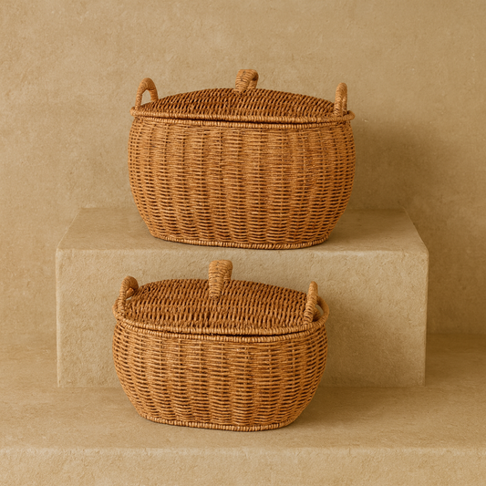 Buenos 2 Boy Rattan Patates soğan Sepet Seti B: 10 Lt, K: 5 Lt.