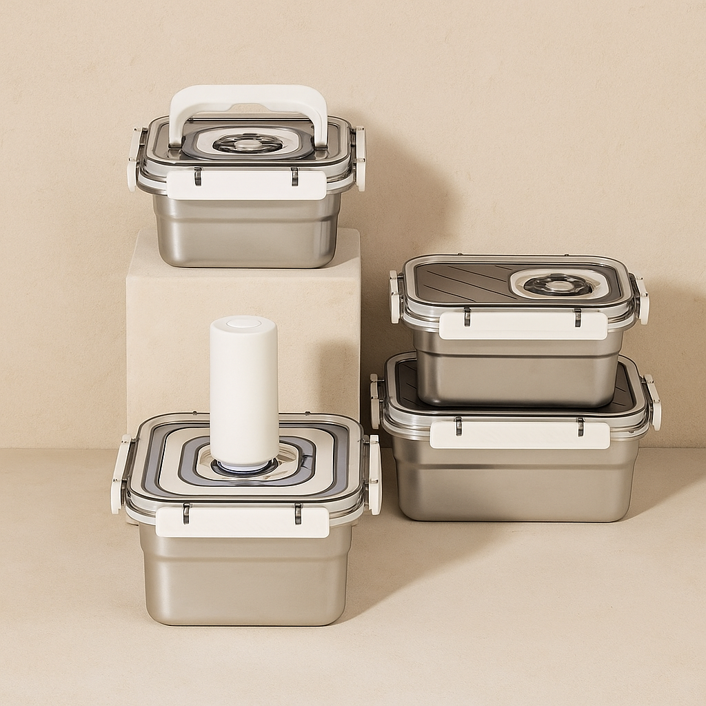 Arow Trust 304 Paslanmaz Çelik 4 Boy Vakumlu Saklama Seti (PREMİUM ÜRÜN)