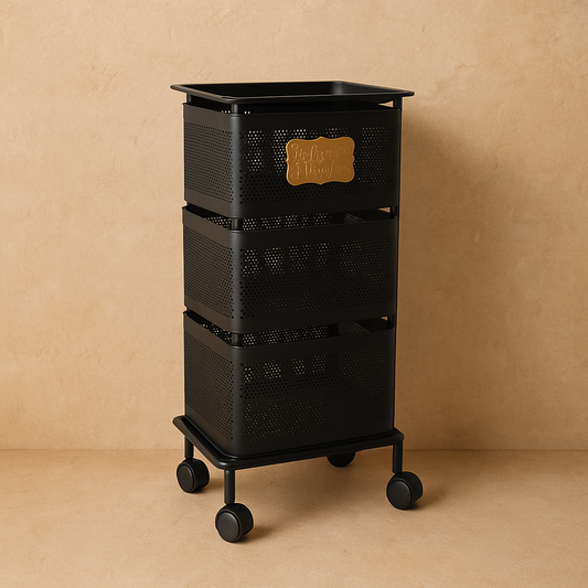 Evanev 3 Katlı Açılır Kapanır Tekerlikli Kare Ferforje Sebzelik Siyah KOD:1058K