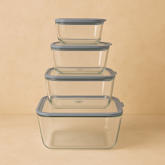 Arow Heilo Cam 4 Lü Saklama Kabı Gri Kapaklı KOD:6663