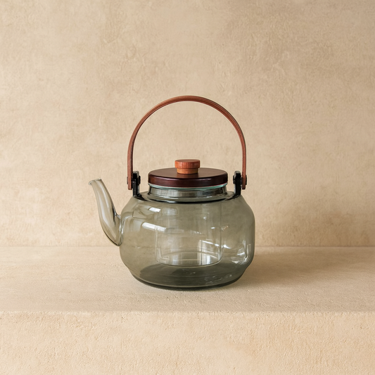 Buenos Borosilikat Cam Düz Model Akasya Ağacı Kapaklı Demlik KOD:16992-2