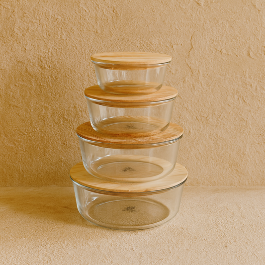 ZBERN Bambu Kapaklı 4 Boy Saklama Kabı