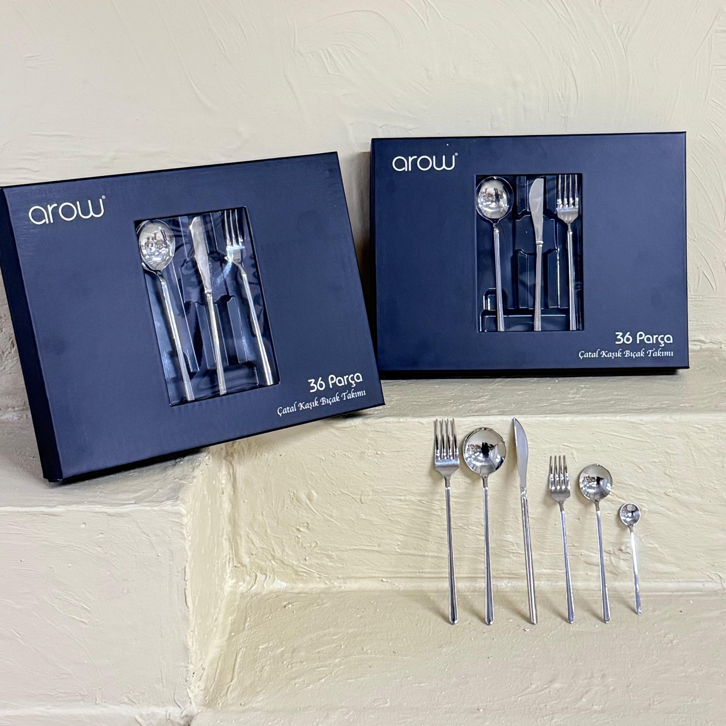 Arow Çubuk Model 72 Parça Ç.K.B Takımı 304 Çelik Yüksek Kalite Süper Fiyat (Gümüş)