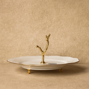 Firuze Gold Ayaklı Porselen Sunumluk 25 cm Kod:3735