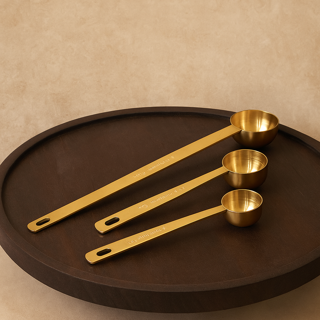 Arow Metal 3 Boy Gold Ölçü Kaşığı Seti 15 ml, 10 ml, 5 ml