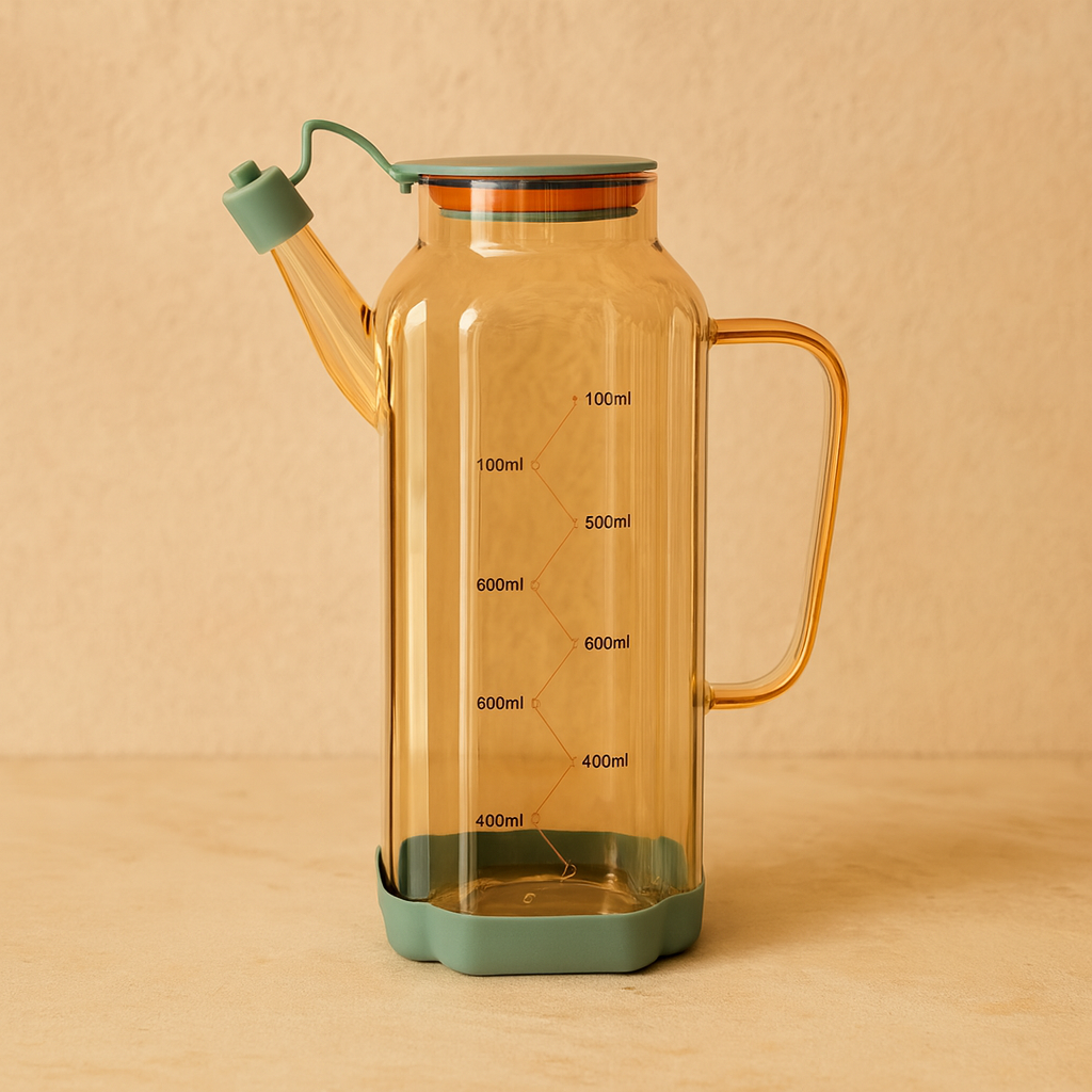 Mila Fluid Borosilikat Cam Yağdanlık Yeşil-Gold 1 Litre KOD.6513