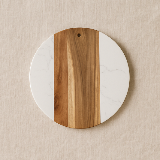 Rocc Saf Mermer-Akasya Yuvarlak Sunumluk Beyaz Büyük Boy