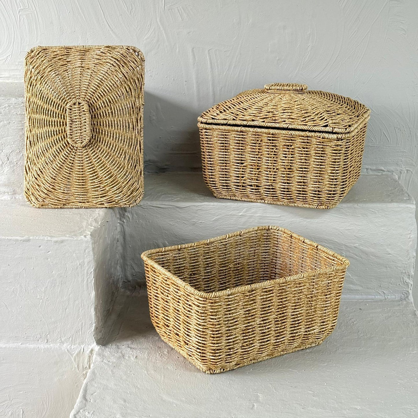 Hestia İkili Rattan Patates soğan Sepet Seti 5+5 lt (Krem)