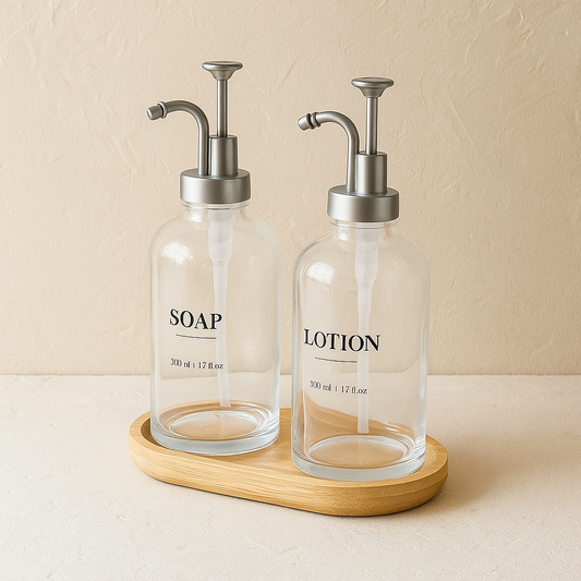 Arow Angel Model Yuvarlak Bambu Oval Standlı İkili Sıvı Sabunluk Seti Gri KOD:1016