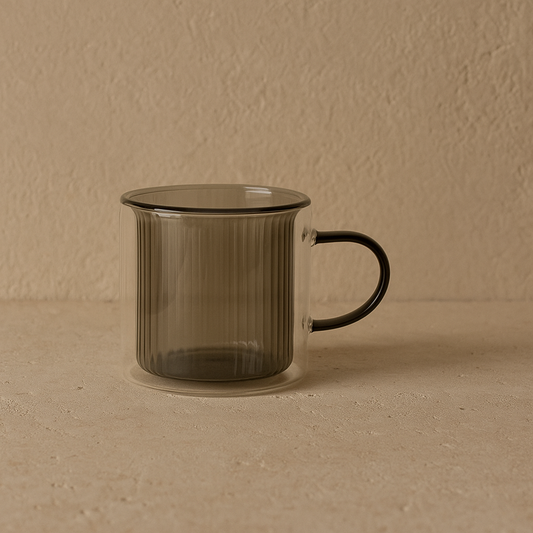 Tutku Çift Cidarlı Cam Kupa Füme 270 ml KOD:029