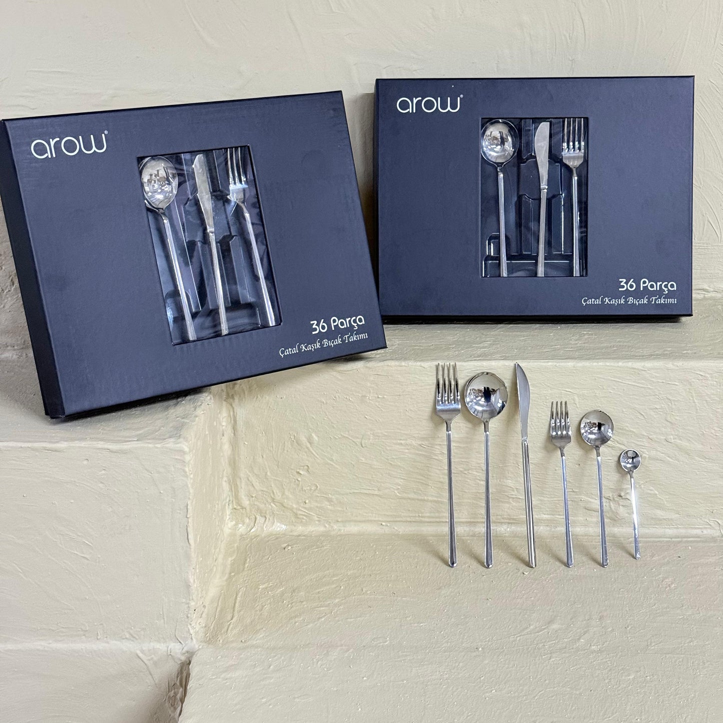 Arow Çubuk Model 72 Parça Ç.K.B Takımı 304 Çelik Yüksek Kalite Süper Fiyat (Gümüş)