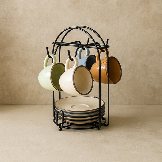 Porline Metal Standlı Renkli Kupa Seti 4 Kişilik KOD:0527