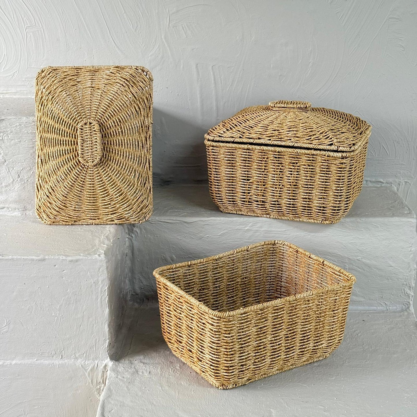 Hestia İkili Rattan Patates soğan Sepet Seti 5+5 lt (Krem)