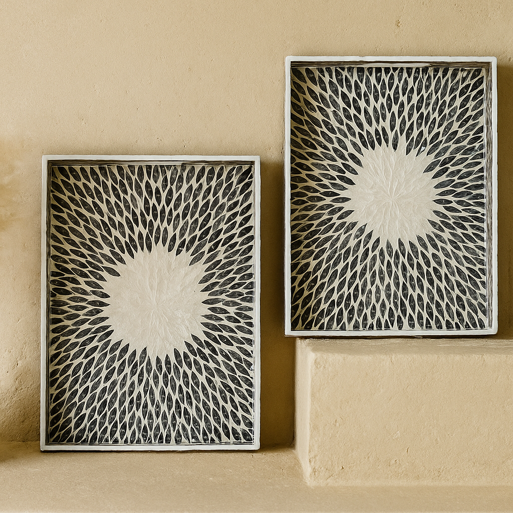 SVR Sedef 2 Boy Dikdörtgen Tepsi Seti KOD:61839 Siyah