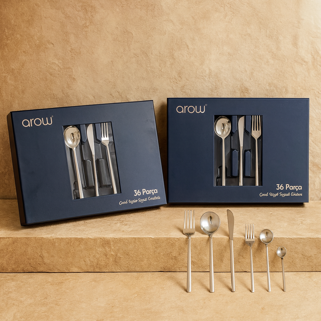 Arow Çubuk Model 72 Parça Ç.K.B Takımı 304 Çelik Yüksek Kalite Süper Fiyat (Gümüş)